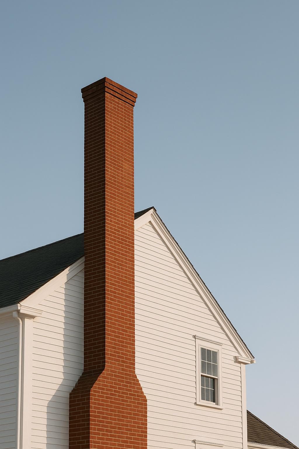 Brick chimney on a colonial house (illustration)